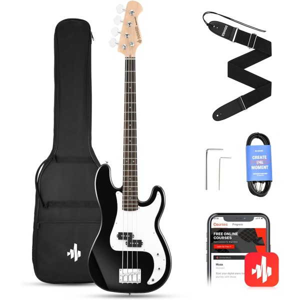 Бас-гітара з чохлом та аксесуарами Donner Music DPB-510 Electric Bass Guitar Black EC1228 Бас-гітара з чохлом та аксесуарами Donner Music DPB-510 Electric Bass Guitar Black EC1228