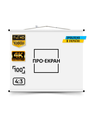 Екран для проектора ПРО-ЕКРАН 200 на 150 см (4:3), 100 дюймів