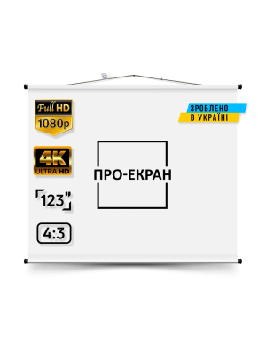 Екран для проектора ПРО-ЕКРАН 250 на 188 см (4:3), 123 дюймів