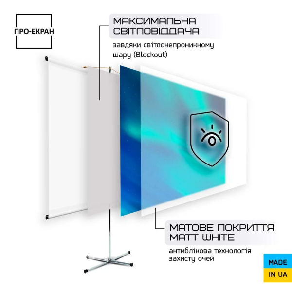Екран на штативі ПРО-ЕКРАН 160 на 120 см (4:3), 80 дюймів