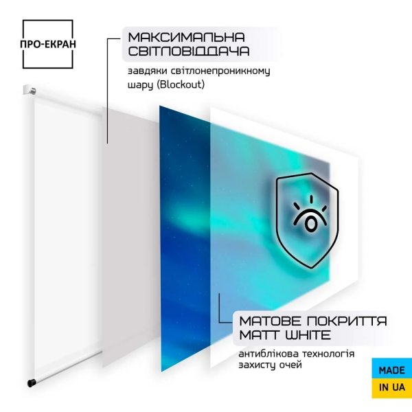 Рулонний екран для проектора ПРО-ЕКРАН 160х120 см (4:3), 80 дюймів Рулонний екран для проектора ПРО-ЕКРАН 160х120 см (4:3), 80 дюймів