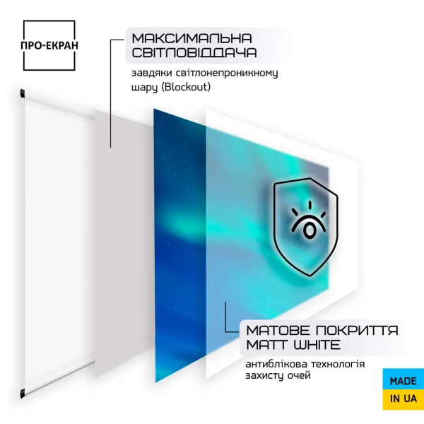 Екран для проектора ПРО-ЕКРАН 125 на 70 см (16:9), 56 дюймів