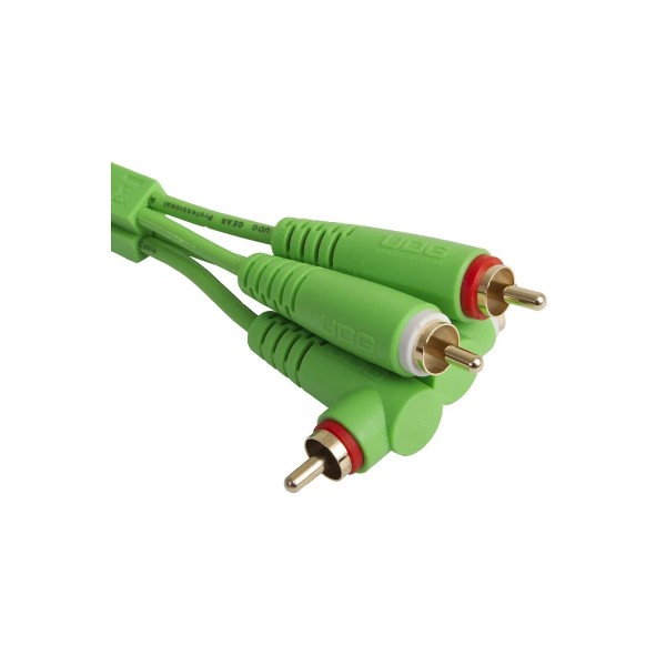 Міжблочний кабель 2 x RCA тато - 2 x RCA тато UDG Set RCA Straight-RCA Angled Green 3m (U97005GR)