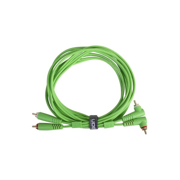 Міжблочний кабель 2 x RCA тато - 2 x RCA тато UDG Set RCA Straight-RCA Angled Green 3m (U97005GR)