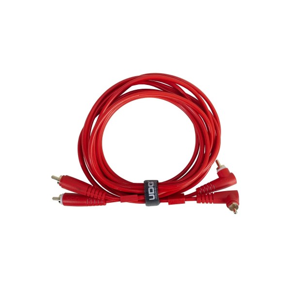 Міжблочний кабель 2 x RCA тато - 2 x RCA тато UDG Set RCA Straight-RCA Angled Red 3m (U97005RD)