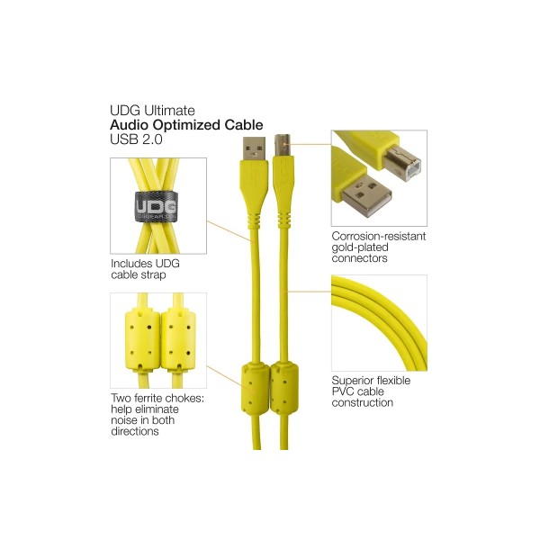 Цифровий кабель USB UDG Ultimate Audio Cable USB 2.0 AB Yellow Angled 1m Цифровий кабель USB UDG Ultimate Audio Cable USB 2.0 AB Yellow Angled 1m