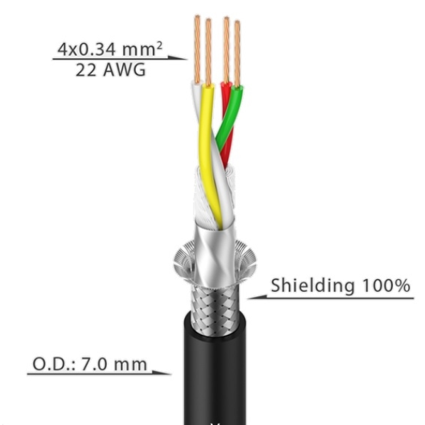 Кабель DMX Roxtone DMX004, 4х0.34 кв. мм, вн. діаметр 7 мм, 100 м