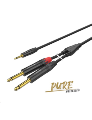 Міжблочний кабель mini jack 3.5 мм стерео тато - 2 x Jack 6.3 моно тато Roxtone PACC280L2, 2 м