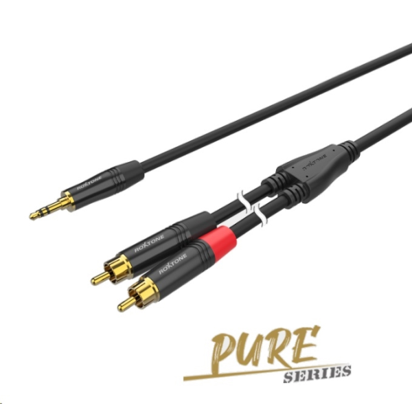 Міжблочний кабель 2 x RCA - mini Jack 3.5 мм стерео тато Roxtone PACC150L2, 2м