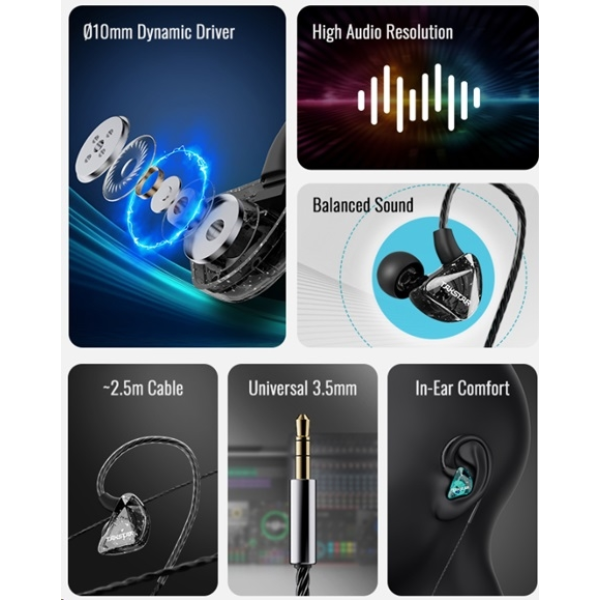 Внутрішньоканальні вакуумні навушники для персонального моніторингу Takstar TS-2300 Black