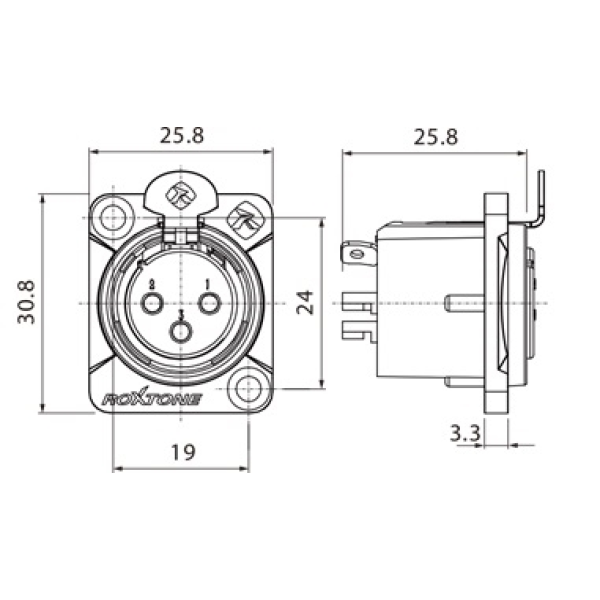 Роз'єм Roxtone RX3FD-BG XLR панельний female (мама)