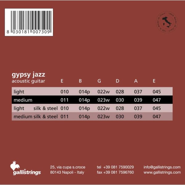 Струни для акустичної гітари Gallistrings GSB11BE BALL END MEDIUM