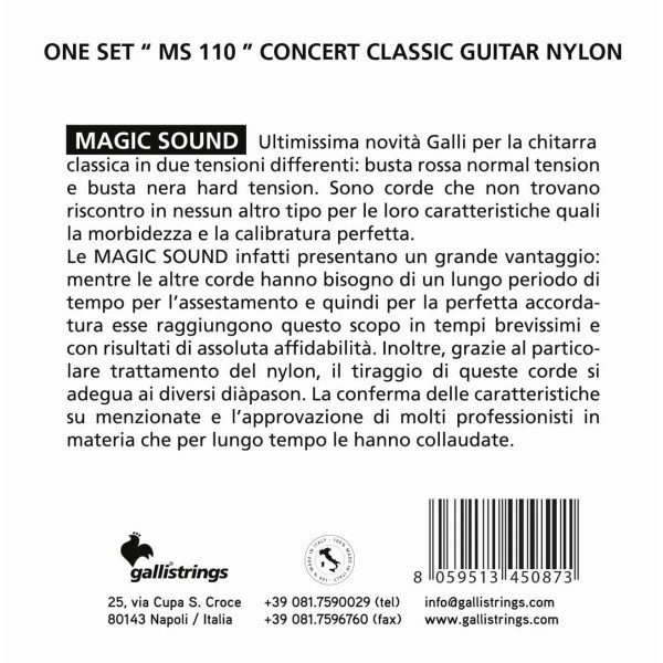 Струни для класичної гітари Gallistrings MS 110 NORMAL TNS