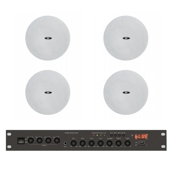 Комплект звуку DV audio LA804CMG6W для приміщення до 80м.кв. Комплект звуку DV audio LA804CMG6W для приміщення до 80м.кв.