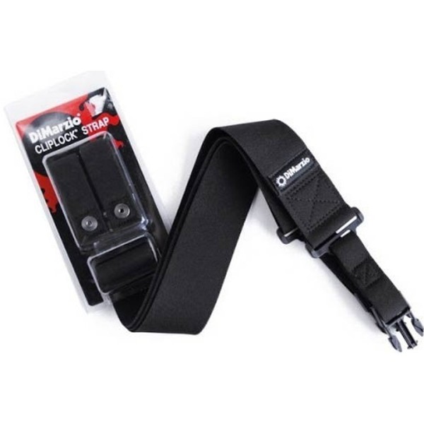 Гітарний ремінь DIMARZIO ELASTIC CLIPLOCK BLACK