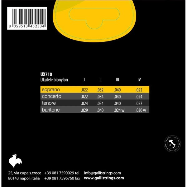 Струни для укулеле Gallistrings UX710