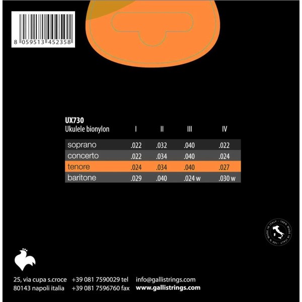 Струни для укулеле Gallistrings UX730