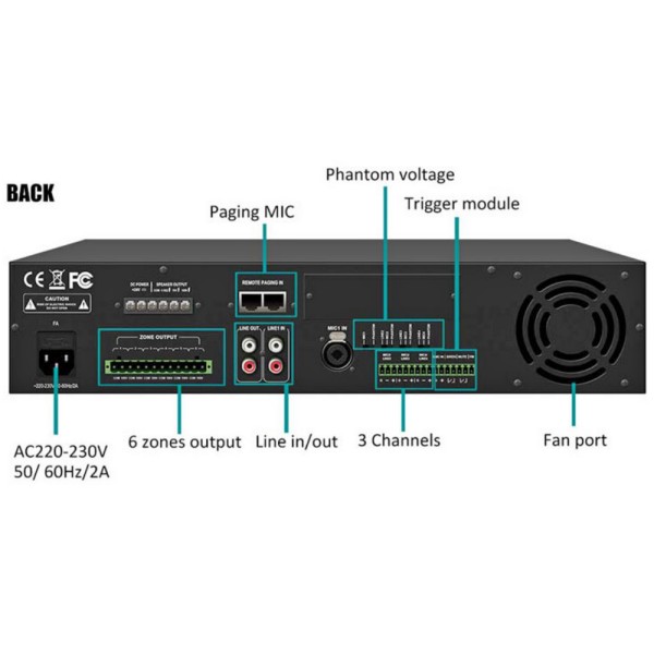 Трансляційний підсилювач потужності з конференц-мікрофоном DSPPA DMA6250U