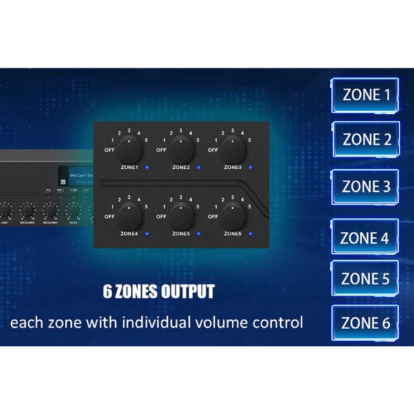 Трансляційний підсилювач потужності з конференц-мікрофоном DSPPA DMA6250U