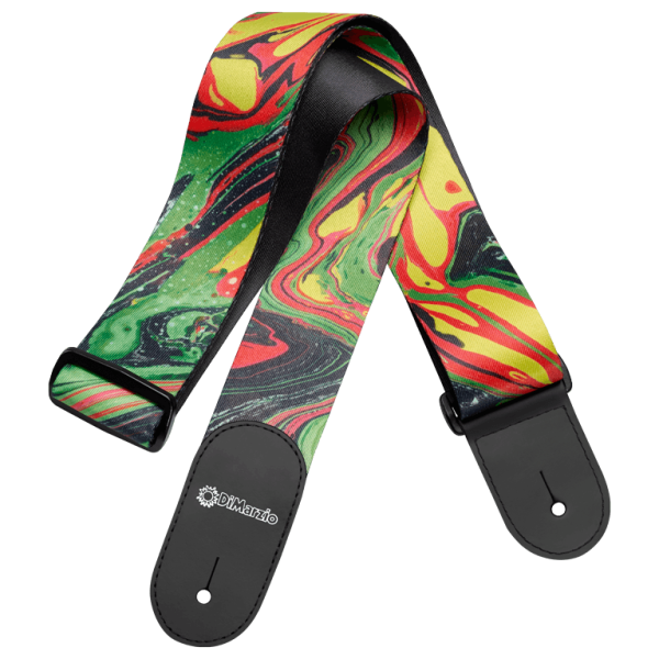 Ремінь для гітари DIMARZIO DD3141 STEVE VAI w / Leather Ends - Green Universe