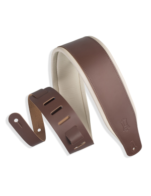 Ремінь для бас-гітари з м'якою підкладкою LEVY'S M26PD-BRN_CRM GUITAR STRAP (BROWN, CREAM)