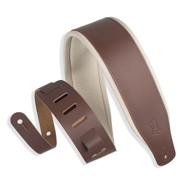 Ремінь для бас-гітари з м'якою підкладкою LEVY'S M26PD-BRN_CRM GUITAR STRAP (BROWN, CREAM)