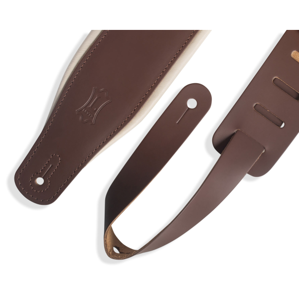 Ремінь для бас-гітари з м'якою підкладкою LEVY'S M26PD-BRN_CRM GUITAR STRAP (BROWN, CREAM)