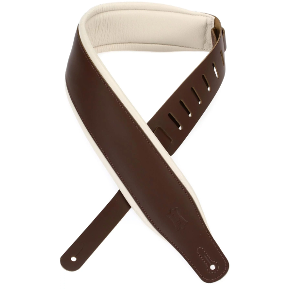 Ремінь для бас-гітари з м'якою підкладкою LEVY'S M26PD-BRN_CRM GUITAR STRAP (BROWN, CREAM)