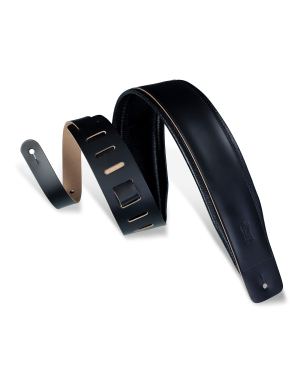 Гітарний ремінь LEVY'S DM1PD-BLK Larsen Leather Deluxe Series, шкіряний, чорний, ручна робота