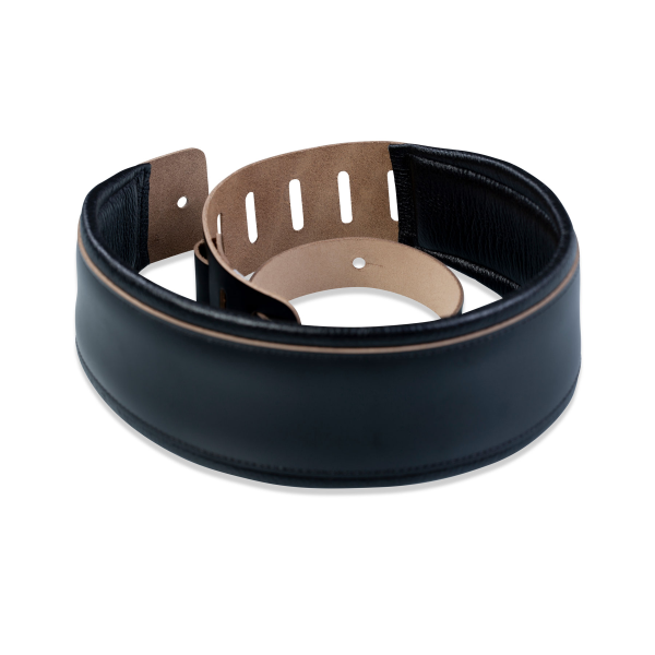 Гітарний ремінь LEVY'S DM1PD-BLK Larsen Leather Deluxe Series, шкіряний, чорний, ручна робота