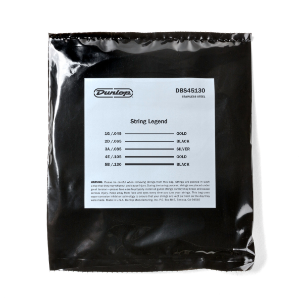 Струни для бас-гітари DUNLOP DBS45130 STAINLESS STEEL MEDIUM 5 STRING 45-130