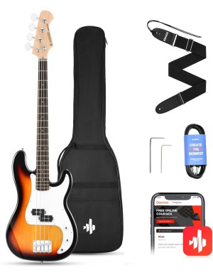 Бас-гітара з чохлом та аксесуарами Donner Music DPB-510 Electric Bass Guitar Sunburst EC1227