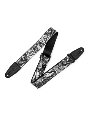 Гітарний ремінь LEVY'S MP2TAT-001 2″ Tattoo Series Poly Guitar Strap - B&W Clowns