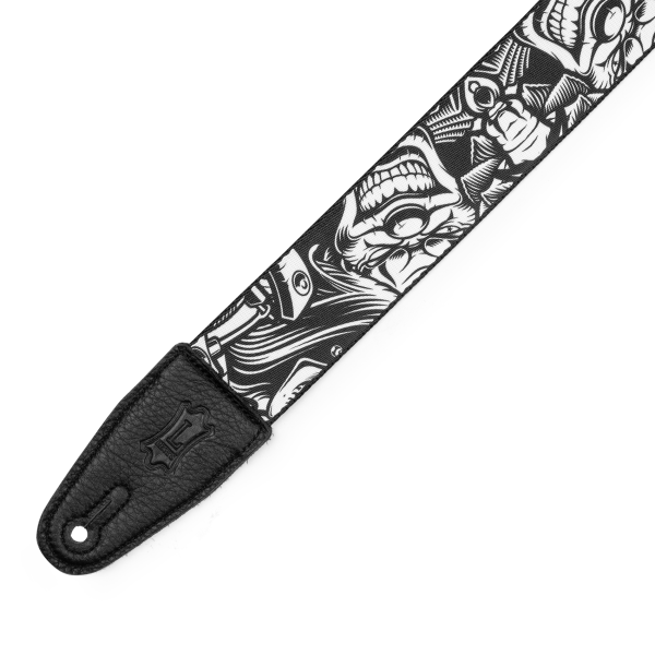 Гітарний ремінь LEVY'S MP2TAT-001 2″ Tattoo Series Poly Guitar Strap - B&W Clowns