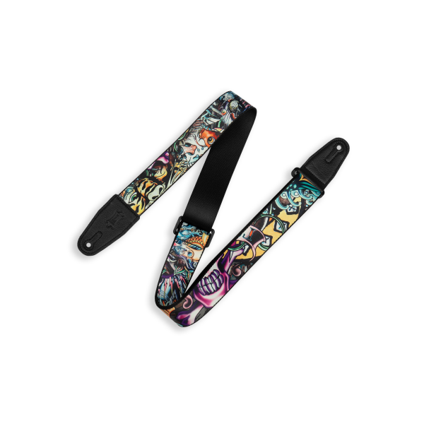 Гітарний ремінь LEVY'S MP2TAT-003 2″ Tattoo Series Poly Guitar Strap - New School