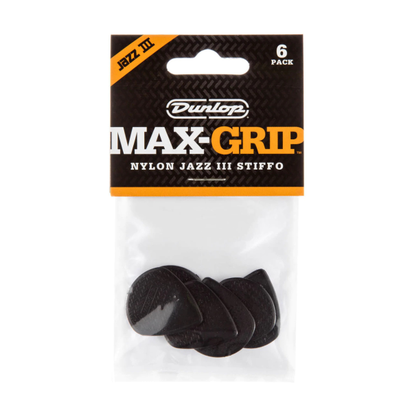 Медіатор DUNLOP 471P3S MAX GRIP JAZZ III BLACK STIFFO PLAYERS PACK