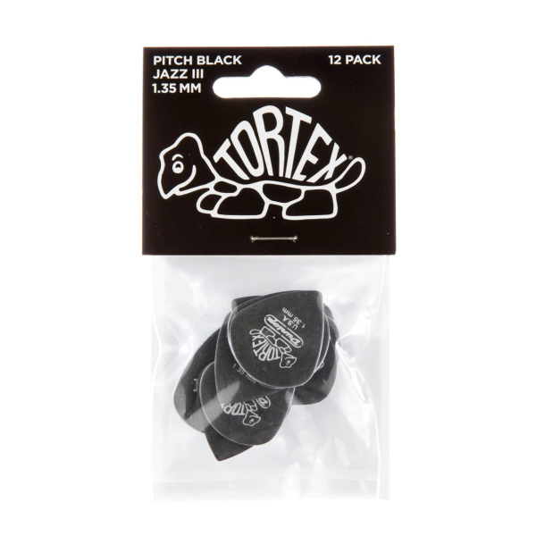 Медіатор DUNLOP 482P1.35 TORTEX PITCH BLACK JAZZ PLAYERS PACK 1.35
