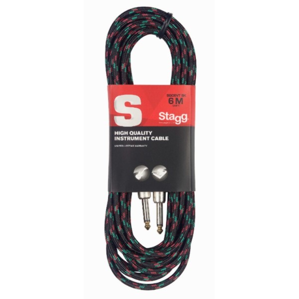 Інструментальний кабель Jack 6.3 мм моно тато - Jack 6.3 мм моно тато STAGG SGC6VT BK Інструментальний кабель Jack 6.3 мм моно тато - Jack 6.3 мм моно тато STAGG SGC6VT BK