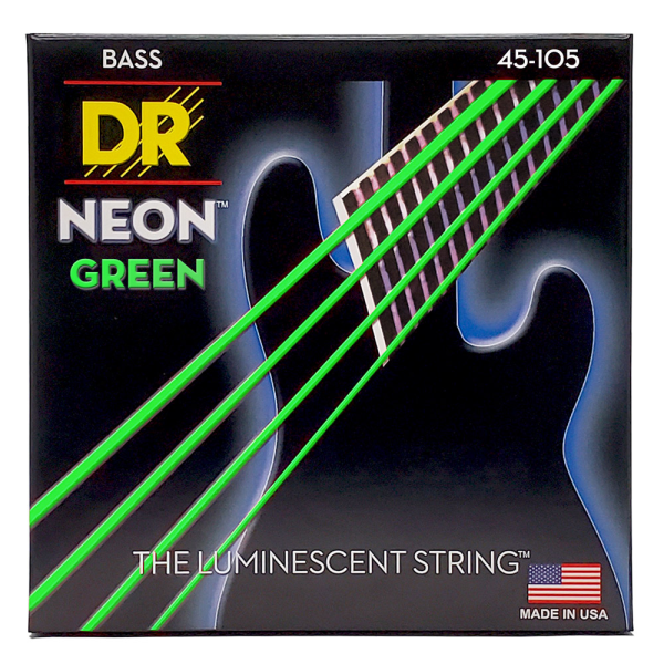Струни для бас-гітари DR STRINGS NEON GREEN BASS - MEDIUM (45-105)