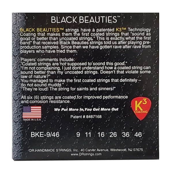 Струни для електрогітари DR STRINGS BLACK BEAUTIES ELECTRIC - LIGHT HEAVY (9-46)