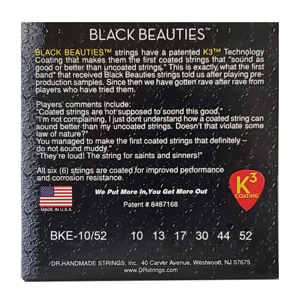 Струни для електрогітари DR STRINGS BLACK BEAUTIES ELECTRIC - BIG HEAVY (10-52)