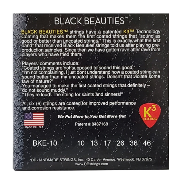Струни для електрогітари DR STRINGS BLACK BEAUTIES ELECTRIC - MEDIUM (10-46)