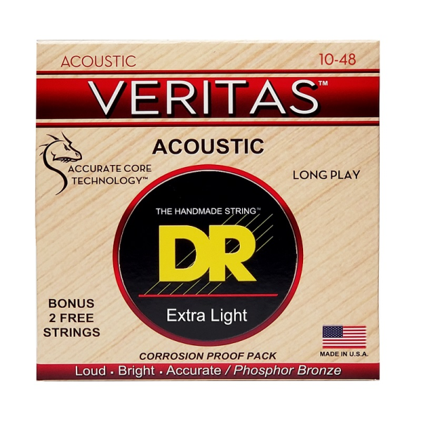 Струни для акустичної гітари DR Strings VERITAS Coated Core - Extra Light (10-48)