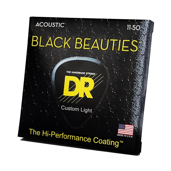 Струни для акустичної гітари DR STRINGS BLACK BEAUTIES ACOUSTIC - CUSTOM LIGHT (11-50)