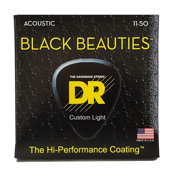 Струни для акустичної гітари DR STRINGS BLACK BEAUTIES ACOUSTIC - CUSTOM LIGHT (11-50)