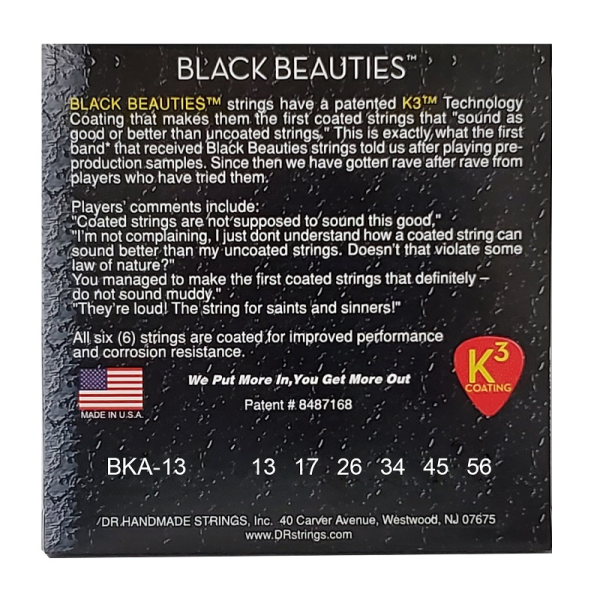 Струни для акустичної гітари DR STRINGS BLACK BEAUTIES ACOUSTIC - MEDIUM (13-56)