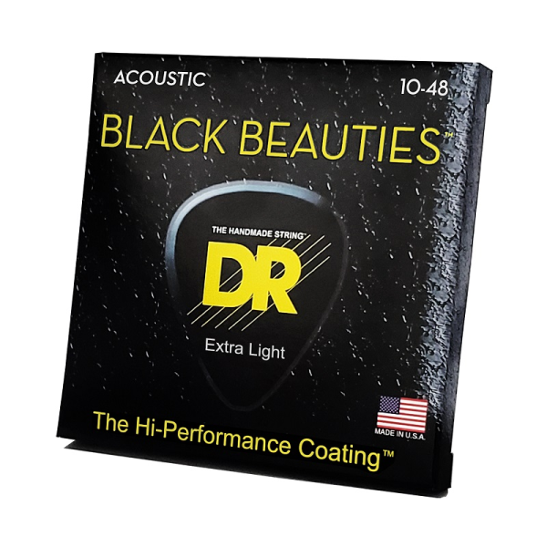 Струни для акустичної гітари DR STRINGS BLACK BEAUTIES ACOUSTIC - EXTRA LIGHT (10-48)