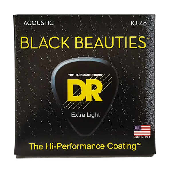 Струни для акустичної гітари DR STRINGS BLACK BEAUTIES ACOUSTIC - EXTRA LIGHT (10-48)