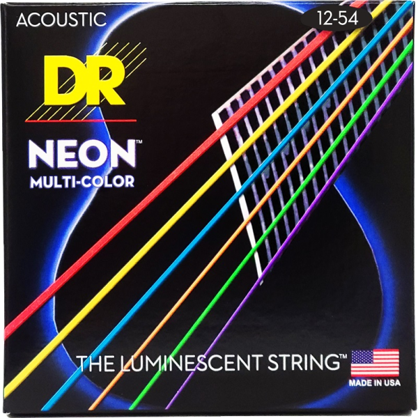 Струни для акустичної гітари DR Strings NEON Multi-Color Acoustic – Light (12-54)