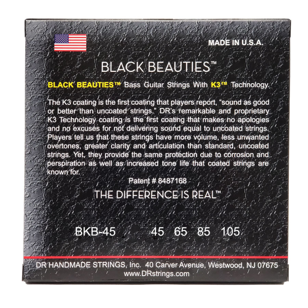 Струни для бас-гітари DR STRINGS BLACK BEAUTIES BASS - MEDIUM (45-105)